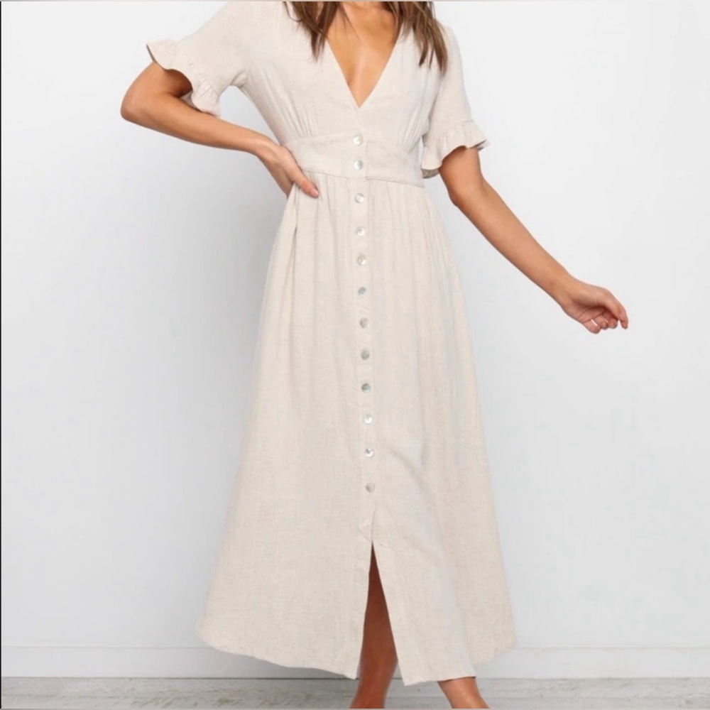 Petal + Pup White Linen Dress